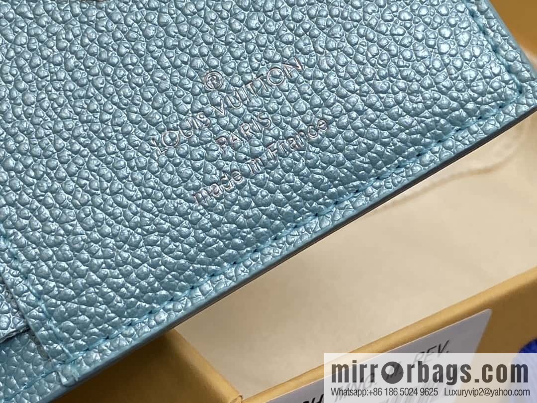 [Boutique‑grade] M12536 pearlescent blue, full leather embossed, two-fold wallet series Lisa Wallet wallet