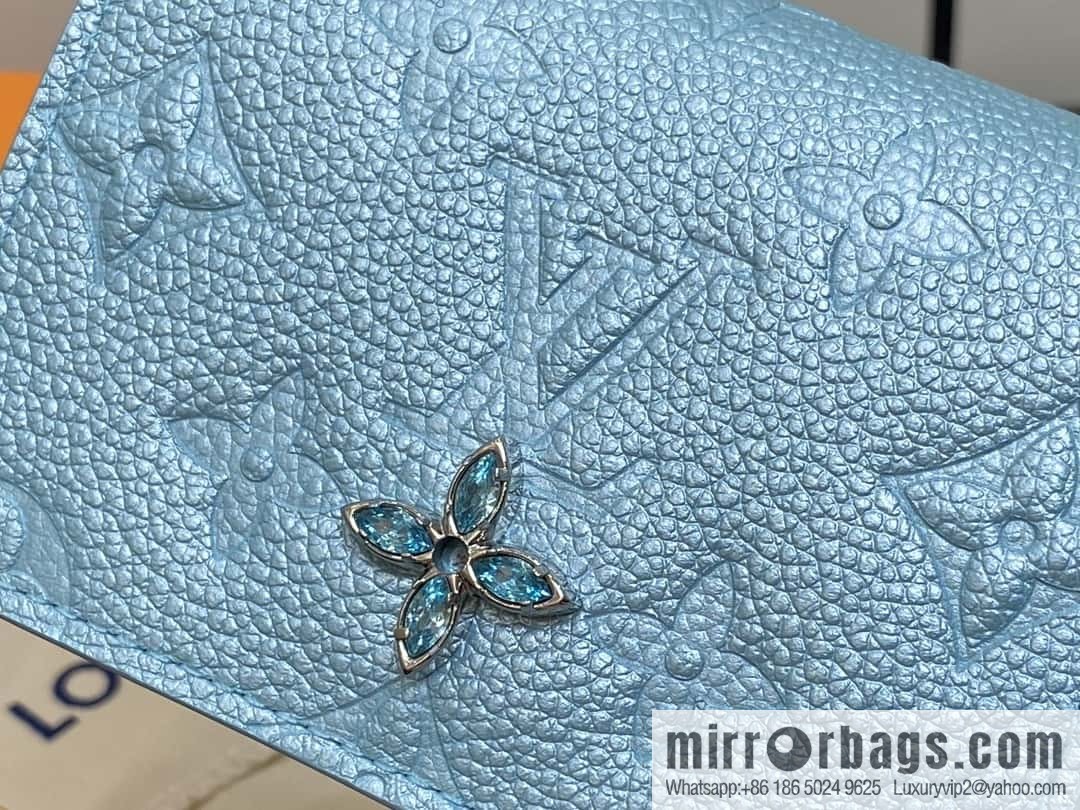 [Boutique‑grade] M12177 pearlescent blue, full leather embossed, business card holder wallet series LV Ski Ms series business card holder