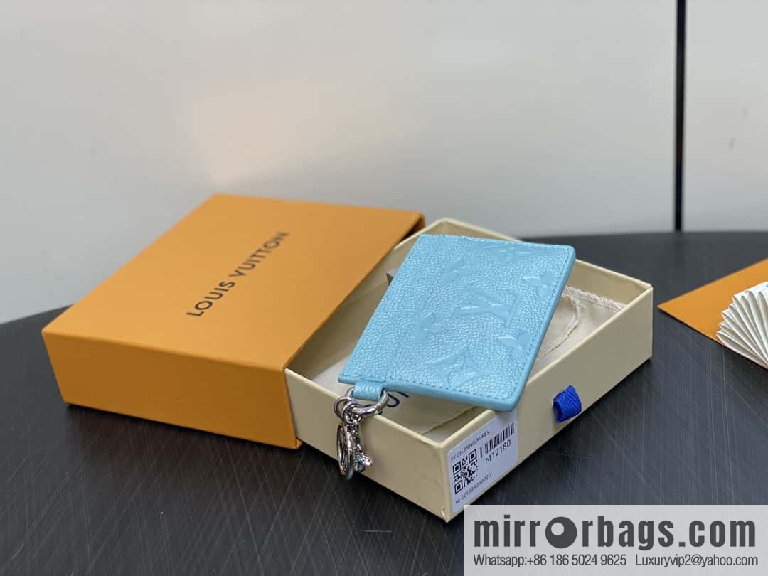 [Boutique‑grade] M12180 pearlescent blue, full leather embossed, card bag wallet series Porte-cartes LV Char Ms card holder