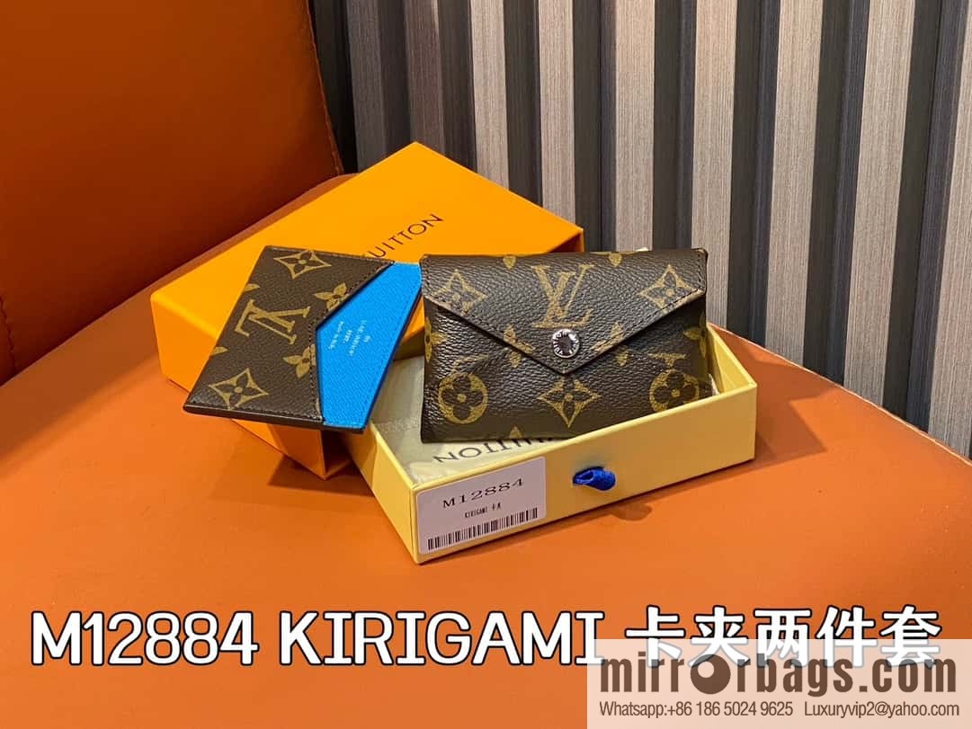 [Boutique‑grade] M12884 presbyopia blue, card bag wallet series KIRIGAMI card clip two-piece set