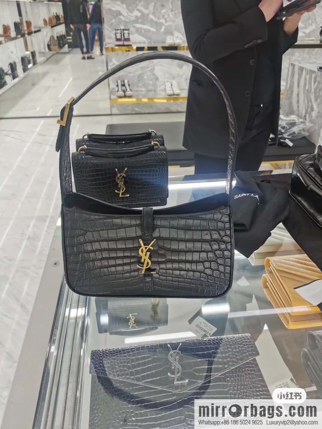 YSL ▪️ 5 ̀ 7 crocodile black ▪️ 657228