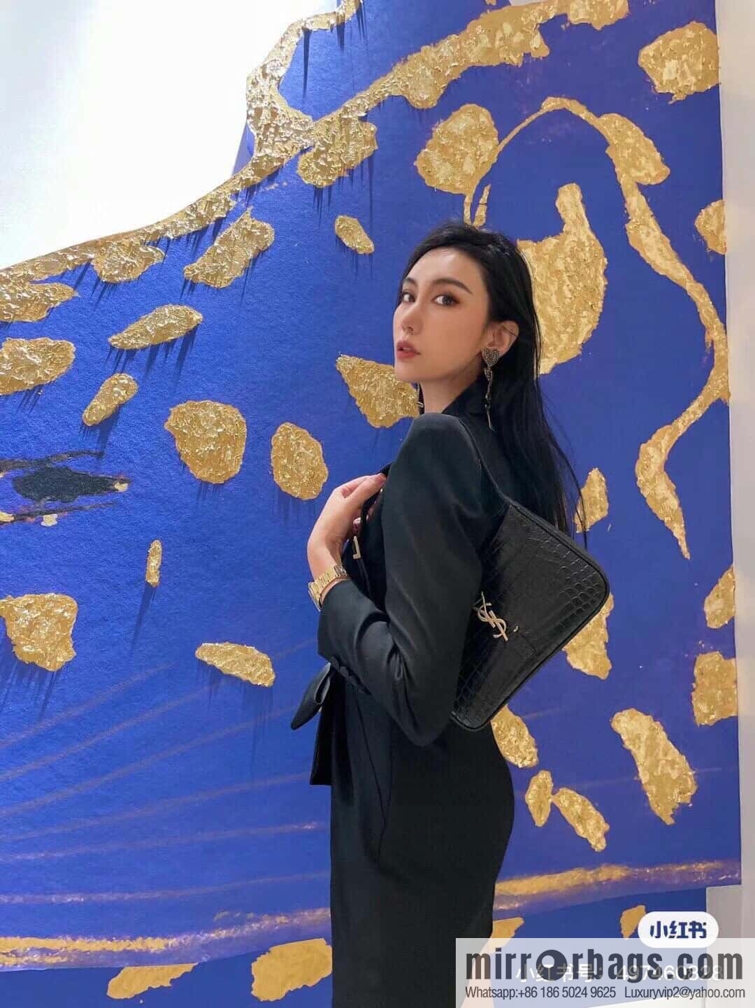 YSL ▪️ 5 ̀ 7 crocodile black ▪️ 657228