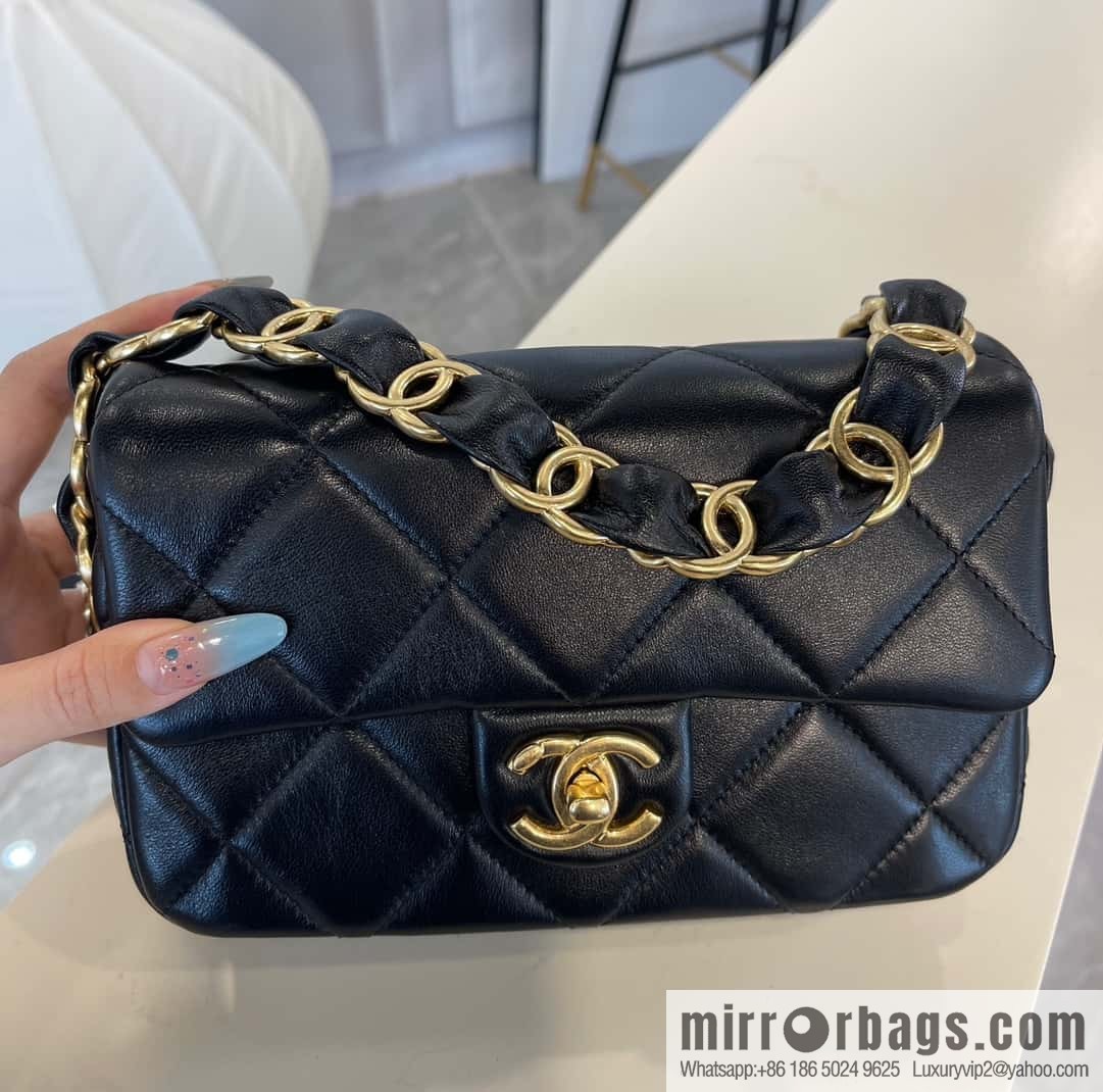 ππππππ 24K thick chain armpit bag, large mini black AS5174