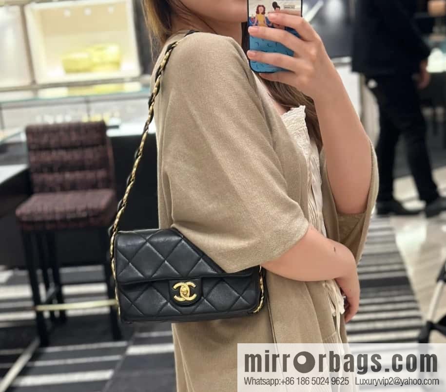 ππππππ 24K thick chain armpit bag, large mini black AS5174