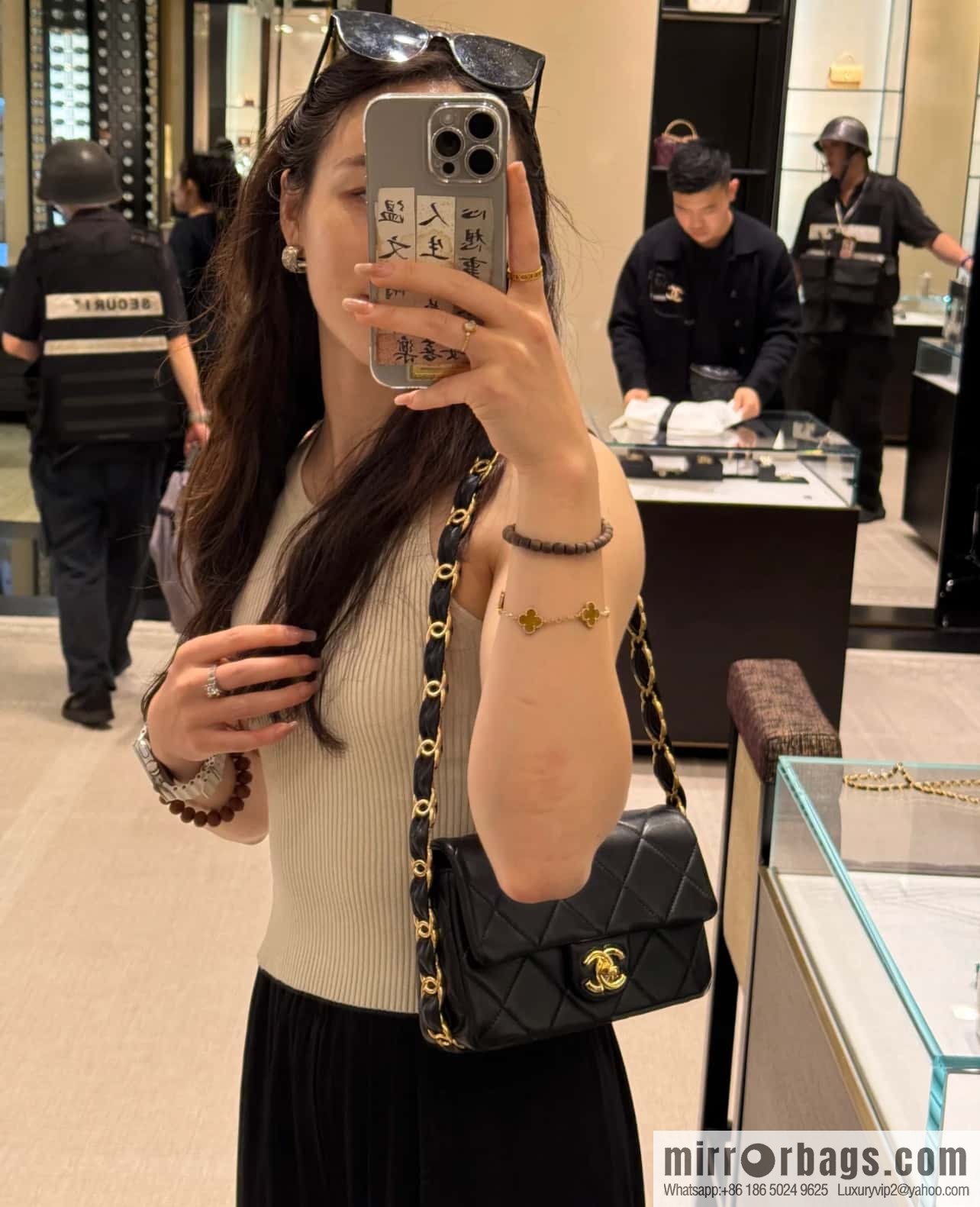 ππππππ 24K thick chain armpit bag, large mini black AS5174