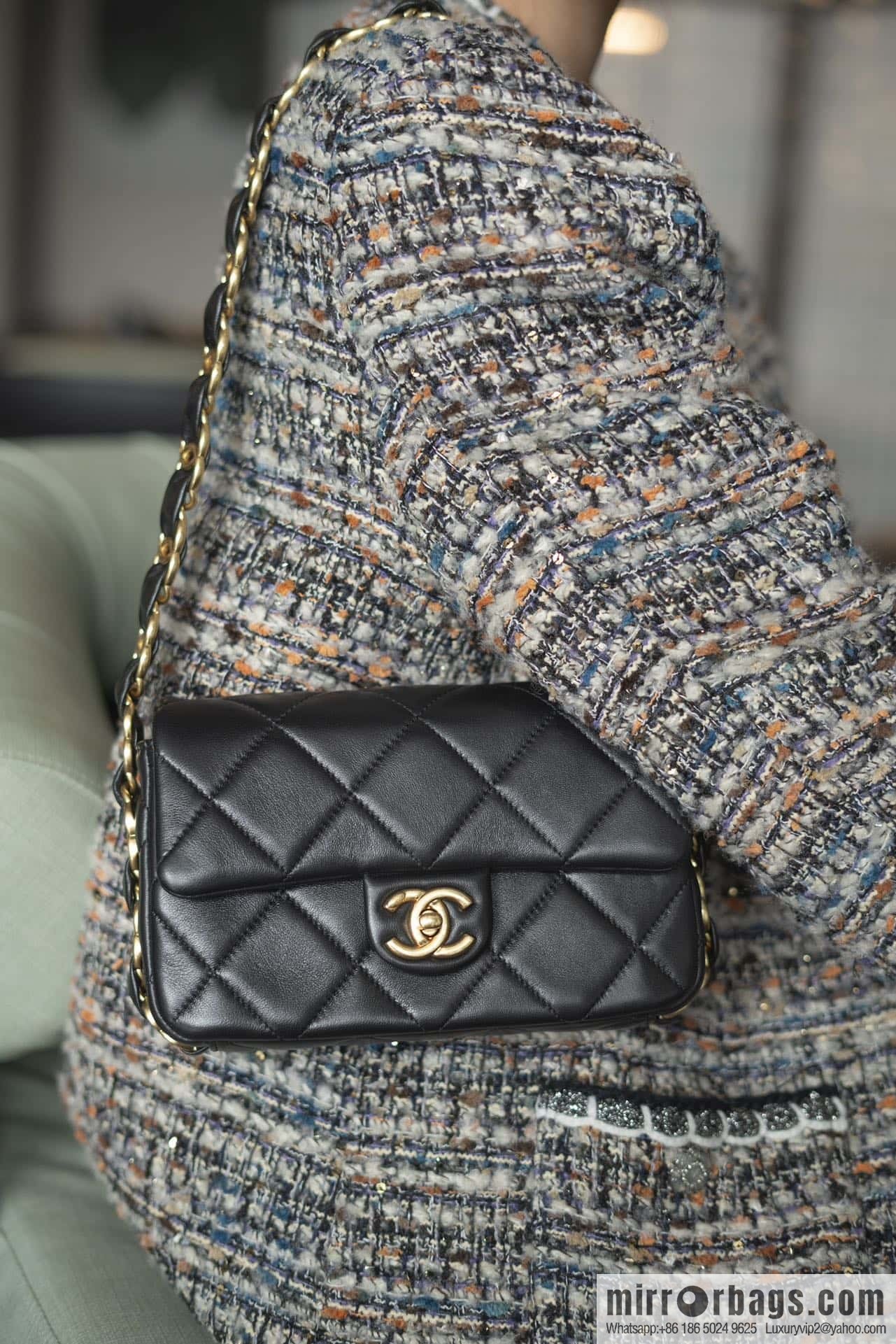 ππππππ 24K thick chain armpit bag, large mini black AS5174