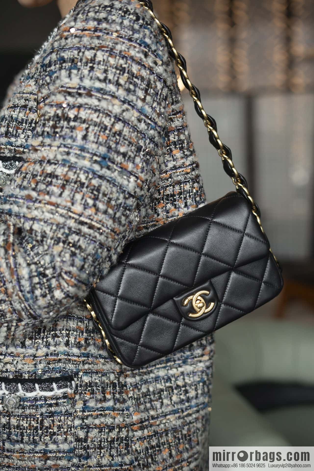 ππππππ 24K thick chain armpit bag, large mini black AS5174