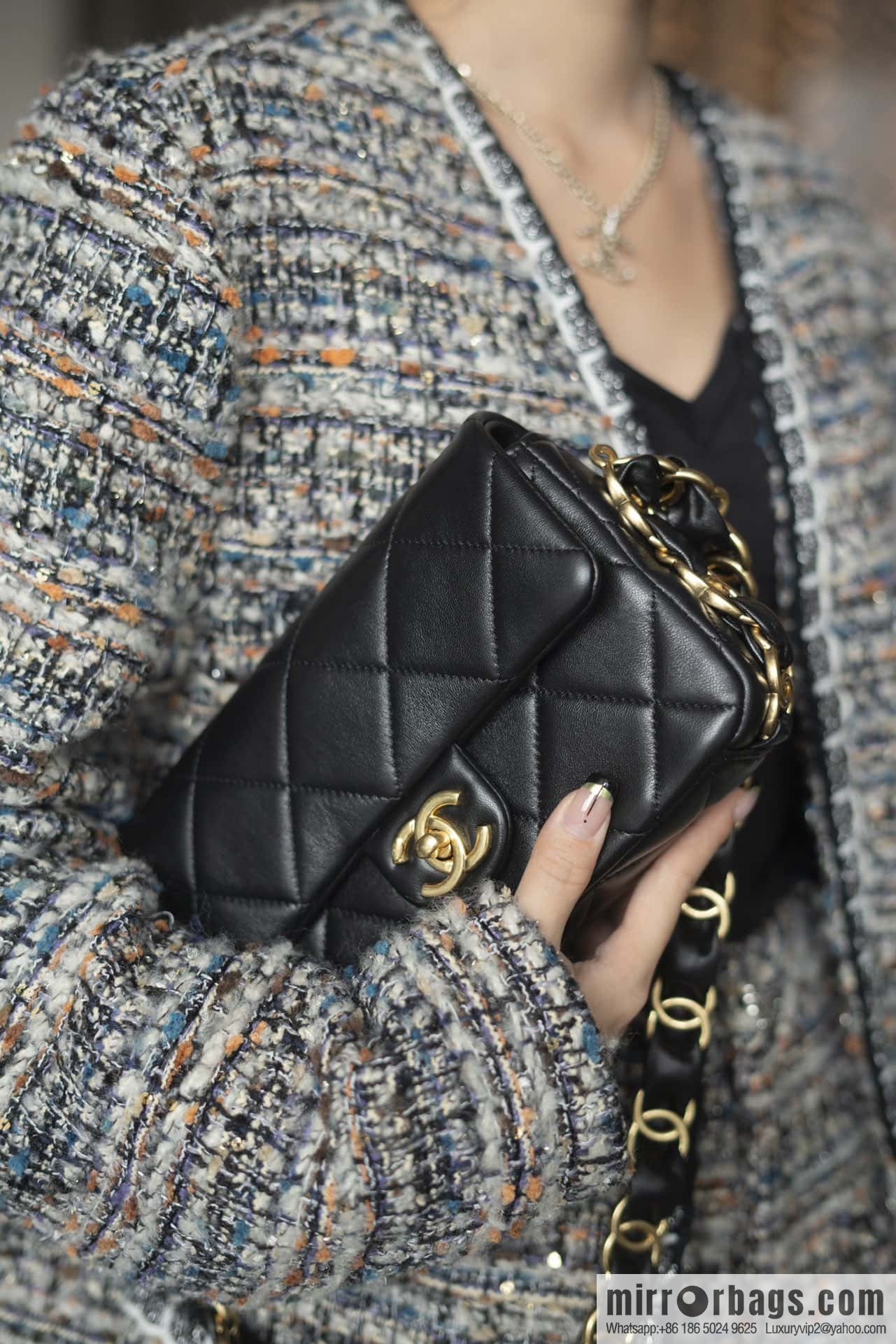 ππππππ 24K thick chain armpit bag, large mini black AS5174