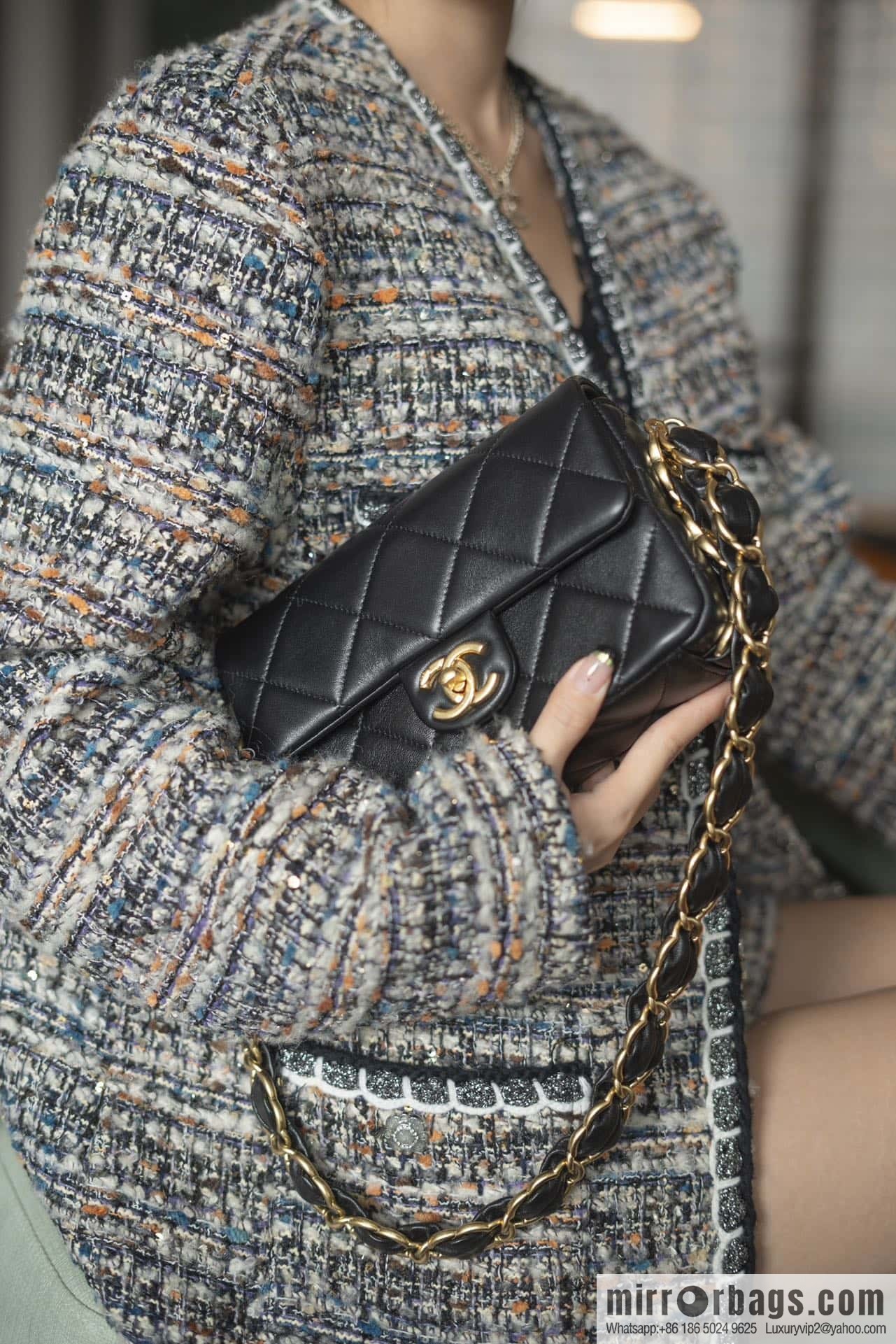 ππππππ 24K thick chain armpit bag, large mini black AS5174