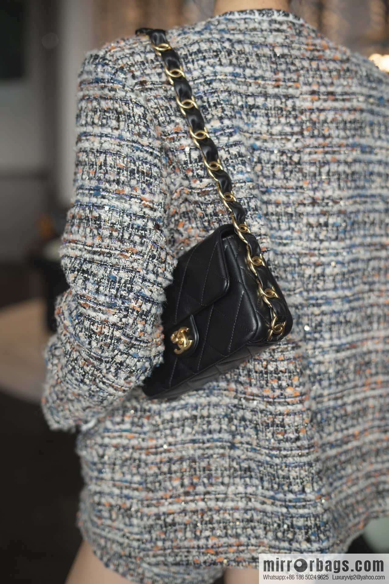 ππππππ 24K thick chain armpit bag, large mini black AS5174