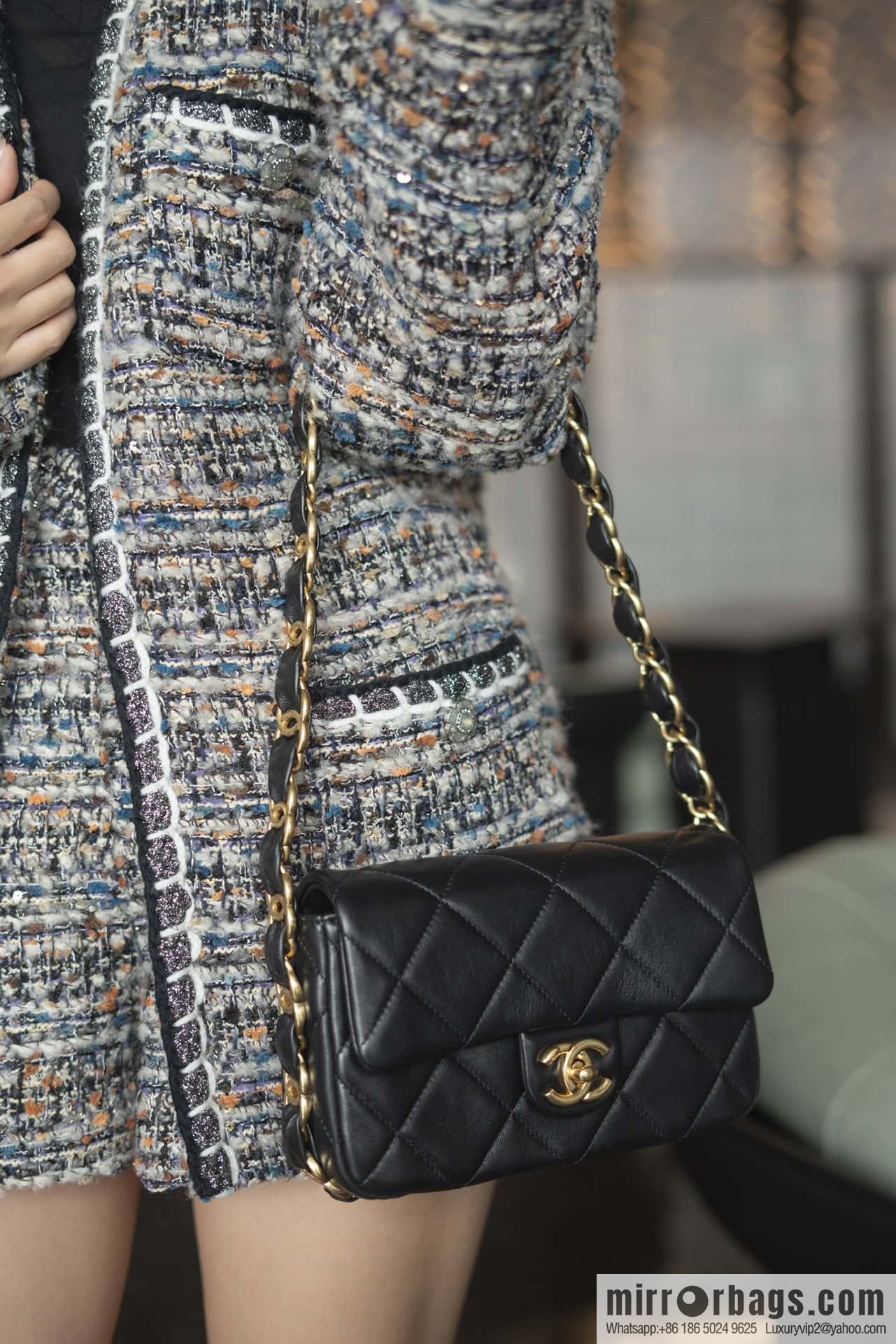 ππππππ 24K thick chain armpit bag, large mini black AS5174