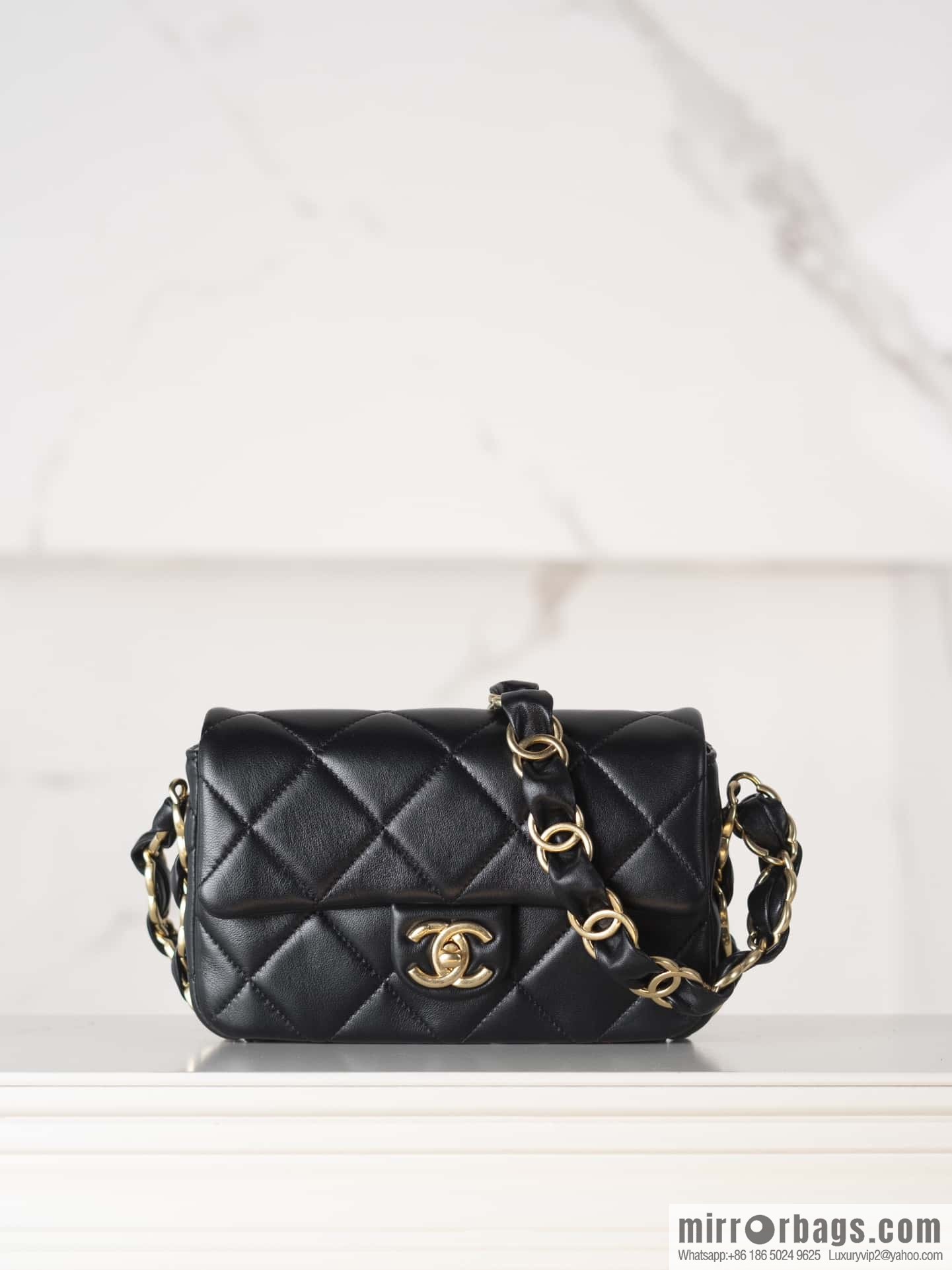 ππππππ 24K thick chain armpit bag, large mini black AS5174