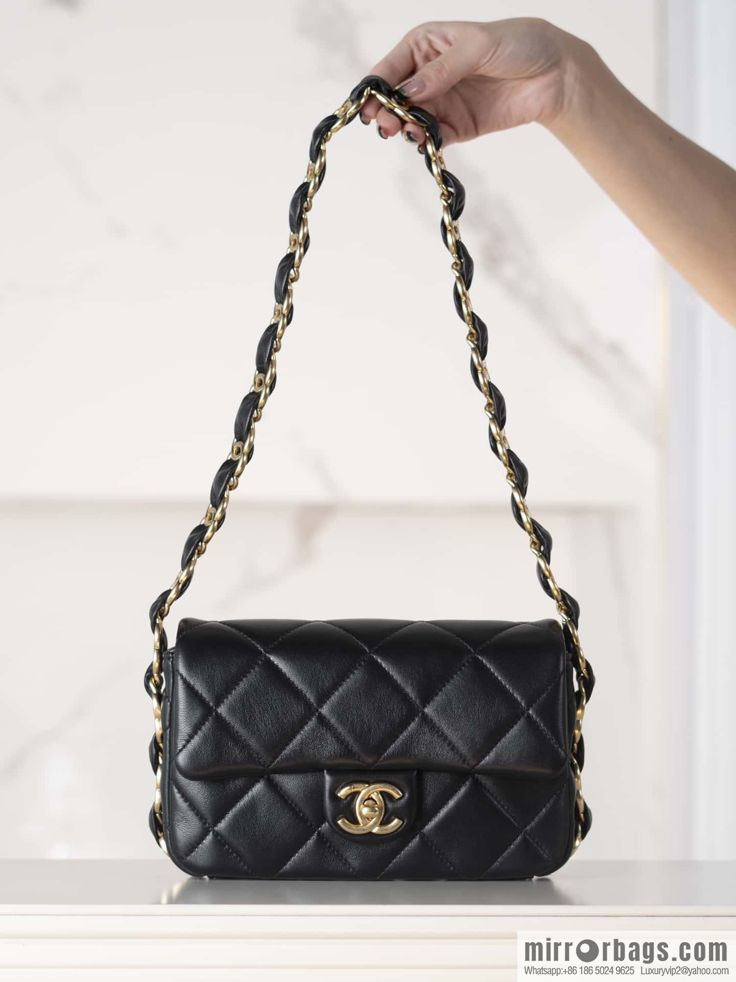 ππππππ 24K thick chain armpit bag, large mini black AS5174