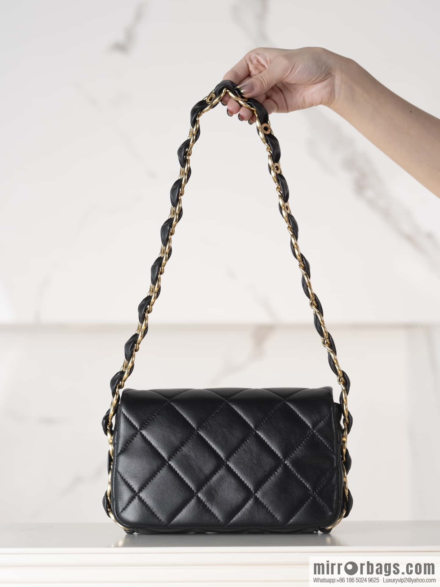 ππππππ 24K thick chain armpit bag, large mini black AS5174