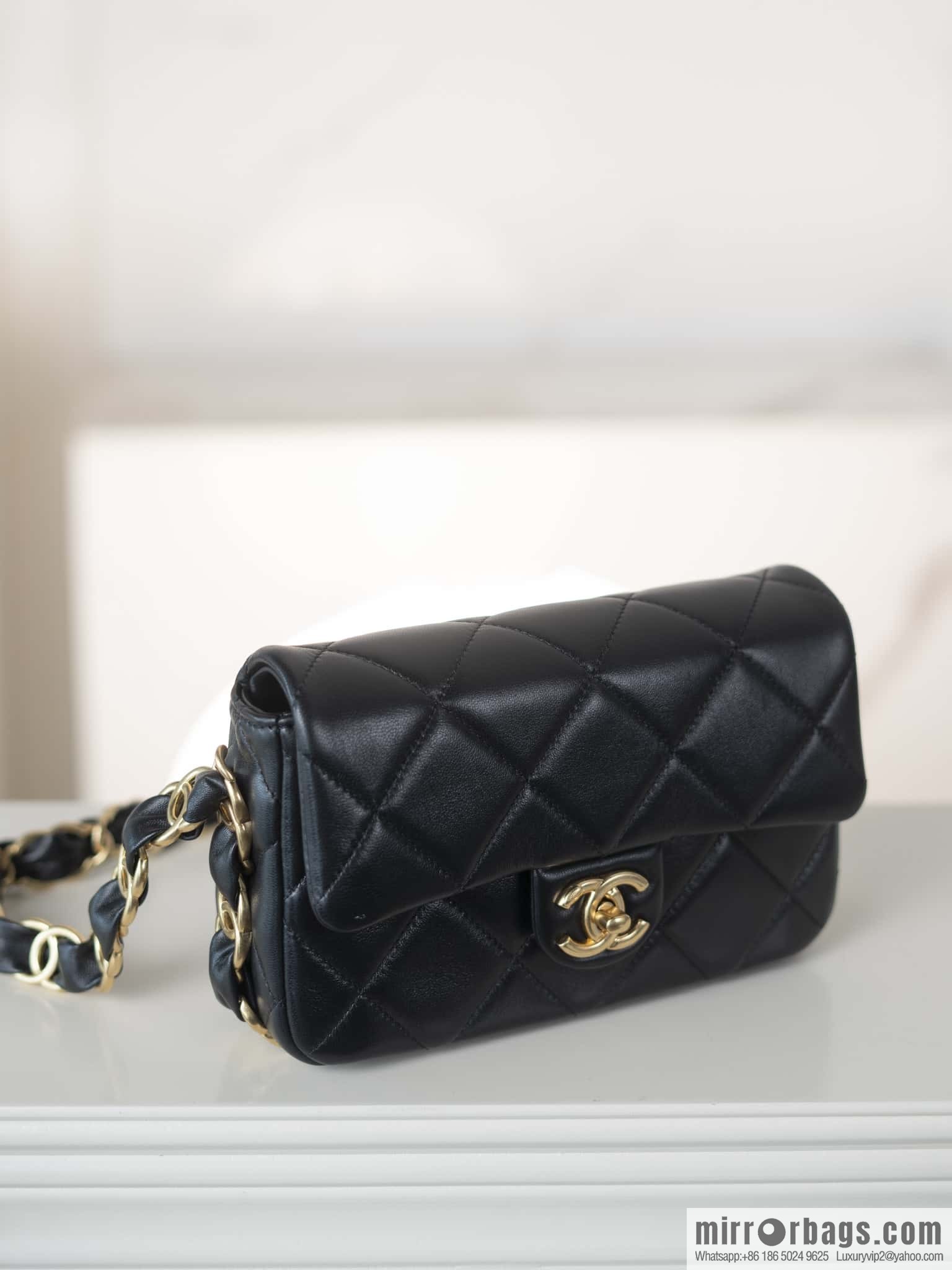ππππππ 24K thick chain armpit bag, large mini black AS5174