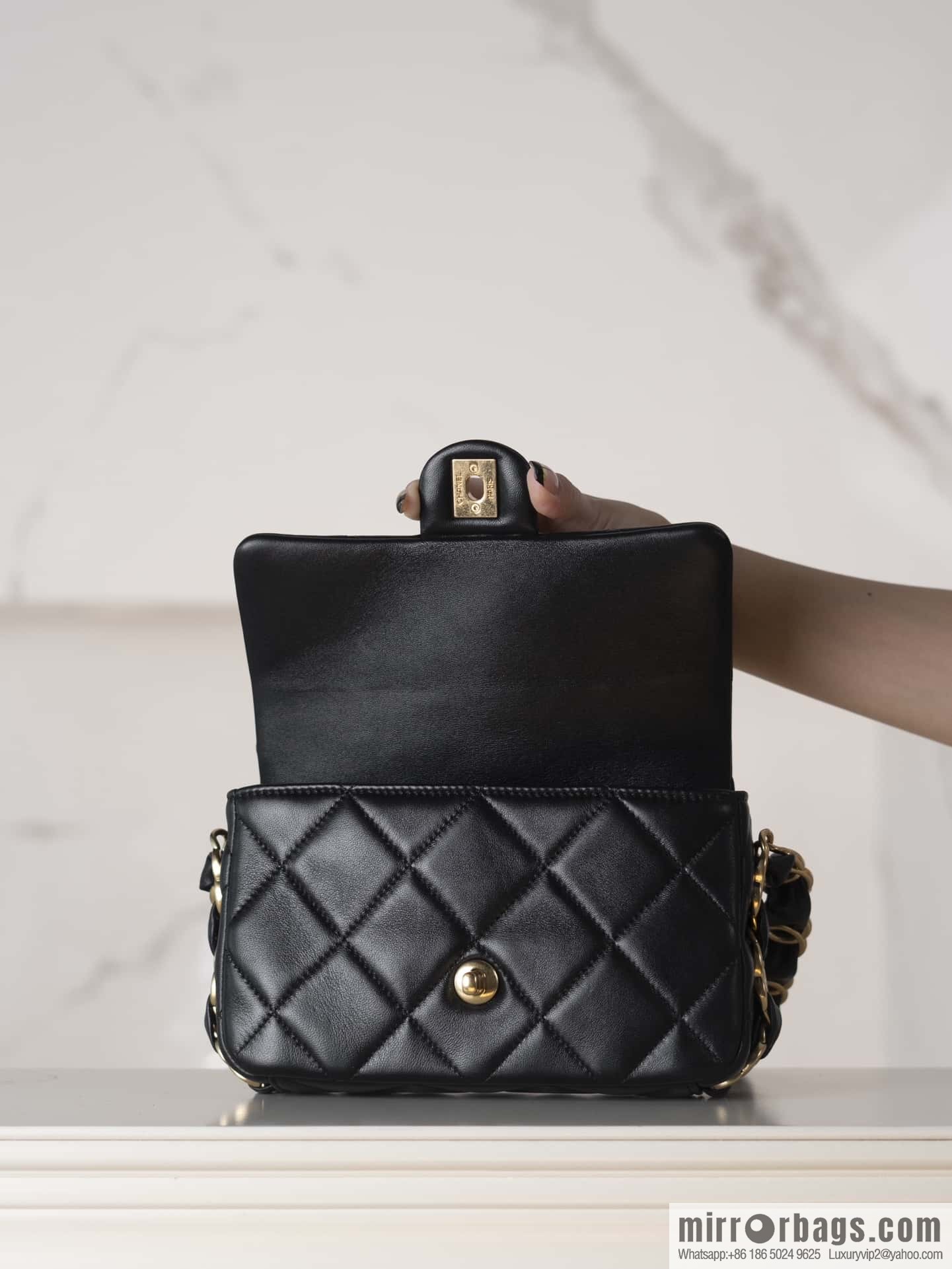 ππππππ 24K thick chain armpit bag, large mini black AS5174