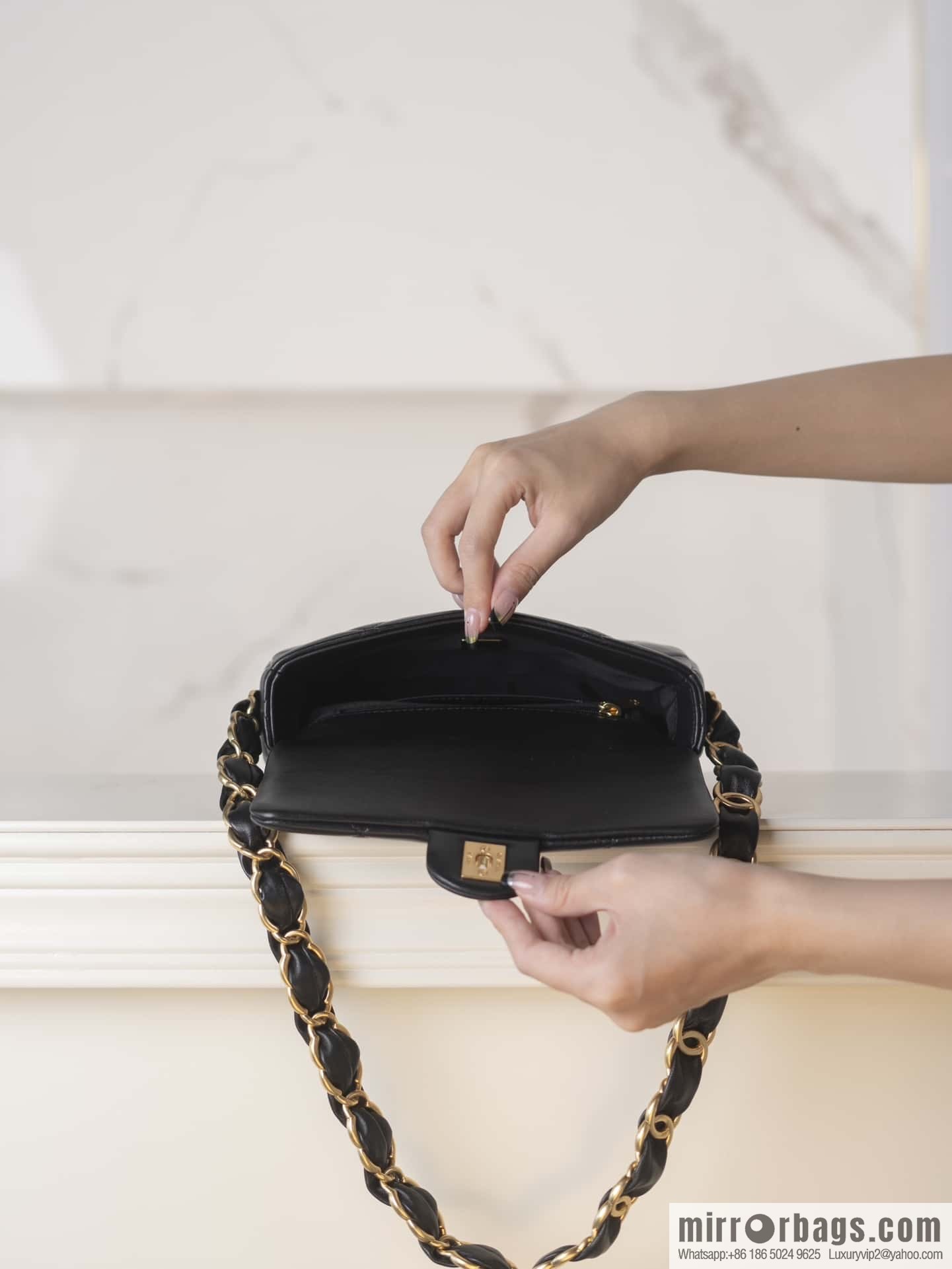 ππππππ 24K thick chain armpit bag, large mini black AS5174