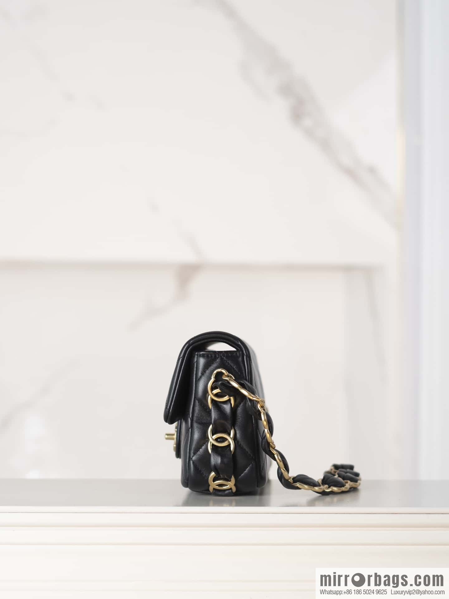 ππππππ 24K thick chain armpit bag, large mini black AS5174