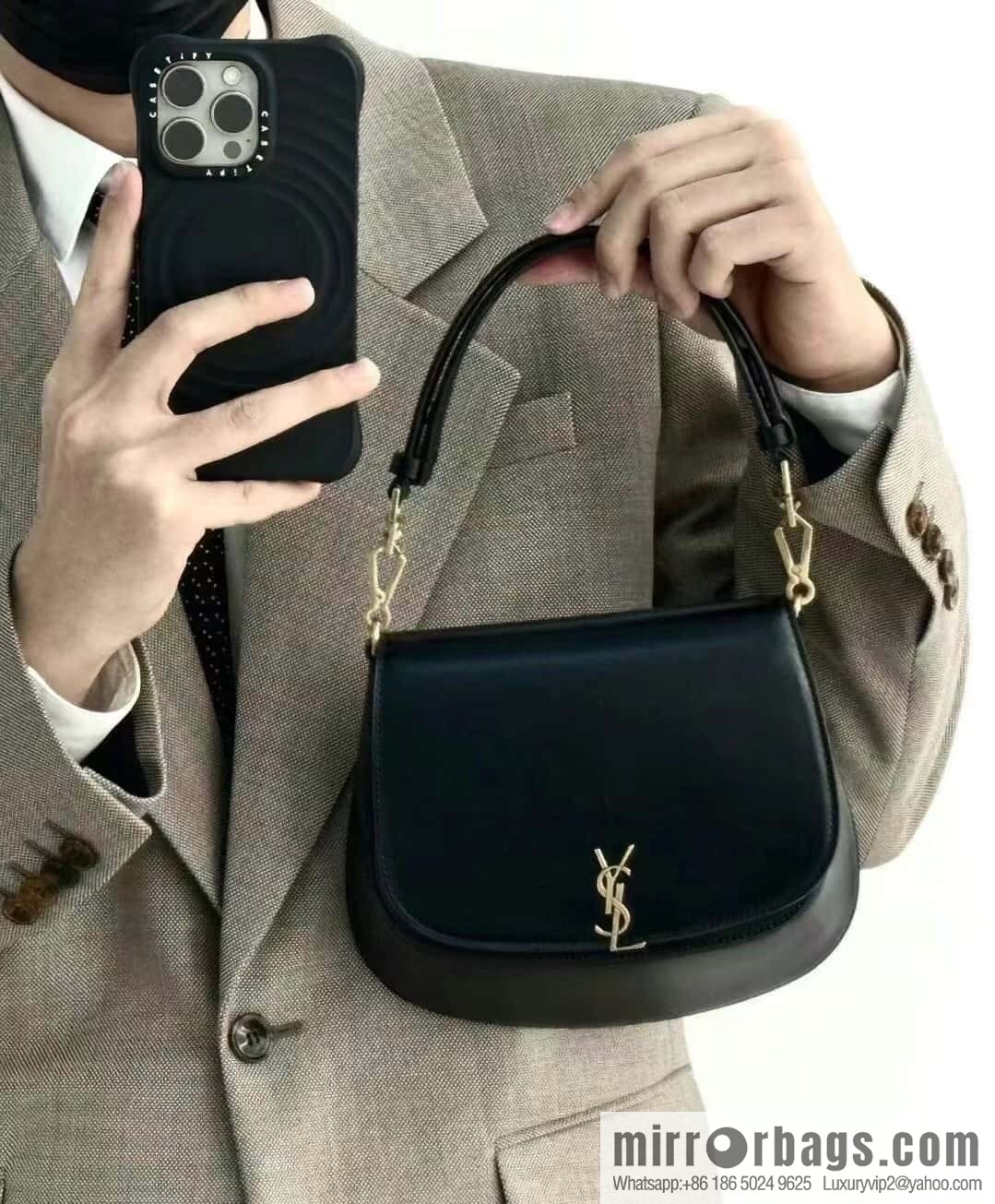 YSL 𝗩𝗢𝗟𝗧𝗔𝗜𝗥𝗘 𝗕𝗢𝗫 armpit/saddle bag 800846 black