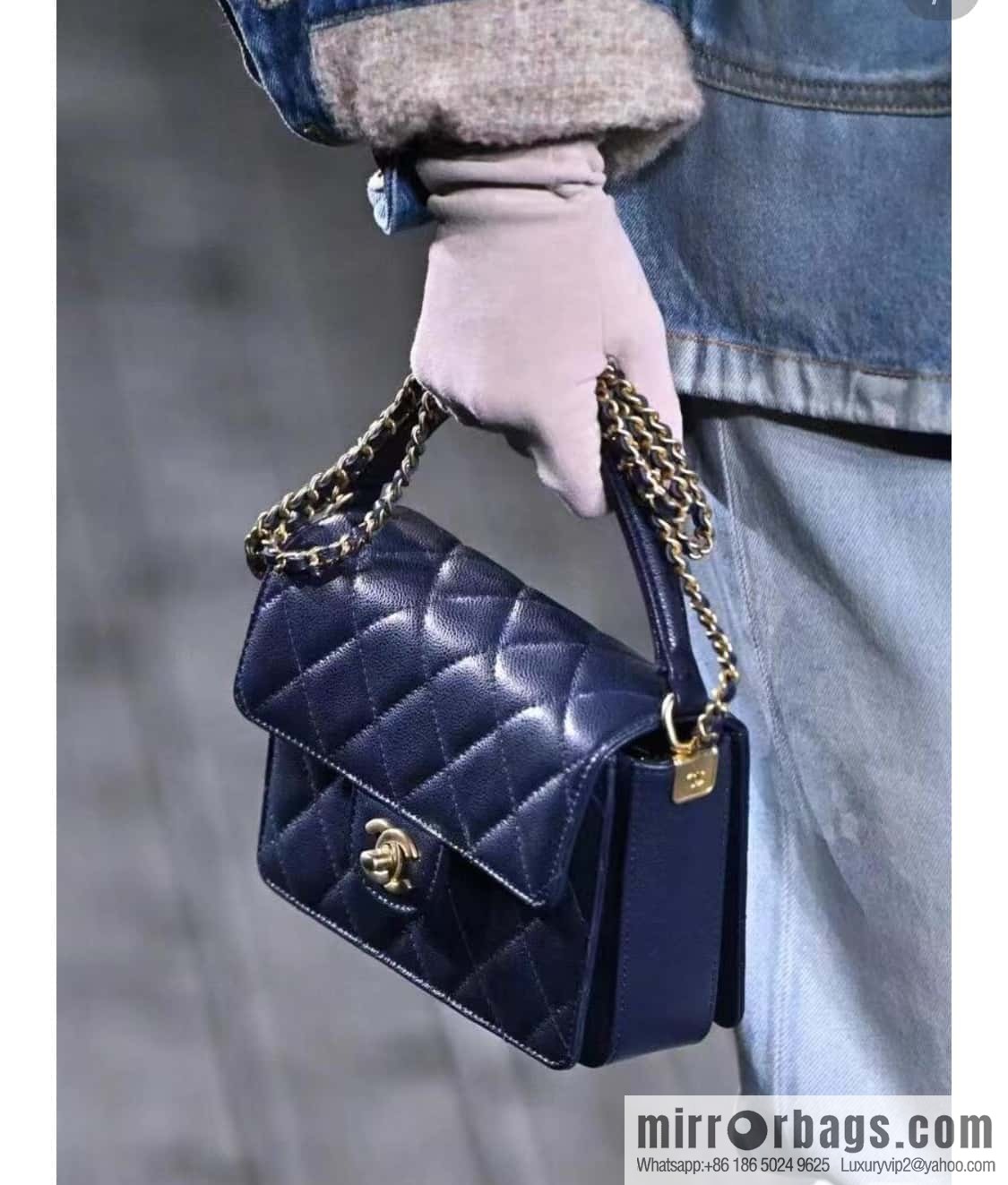 ๐๐ก๐๐ง๐๐ฅ ๐ฎ๐ฐ๐ autumn and winter series, handle cover bag, navy blue ๐ small AS5165