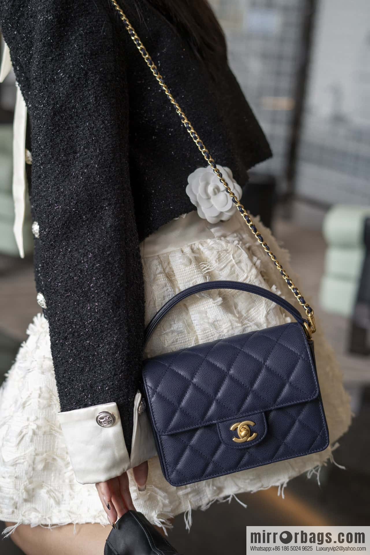 ๐๐ก๐๐ง๐๐ฅ ๐ฎ๐ฐ๐ autumn and winter series, handle cover bag, navy blue ๐ small AS5165