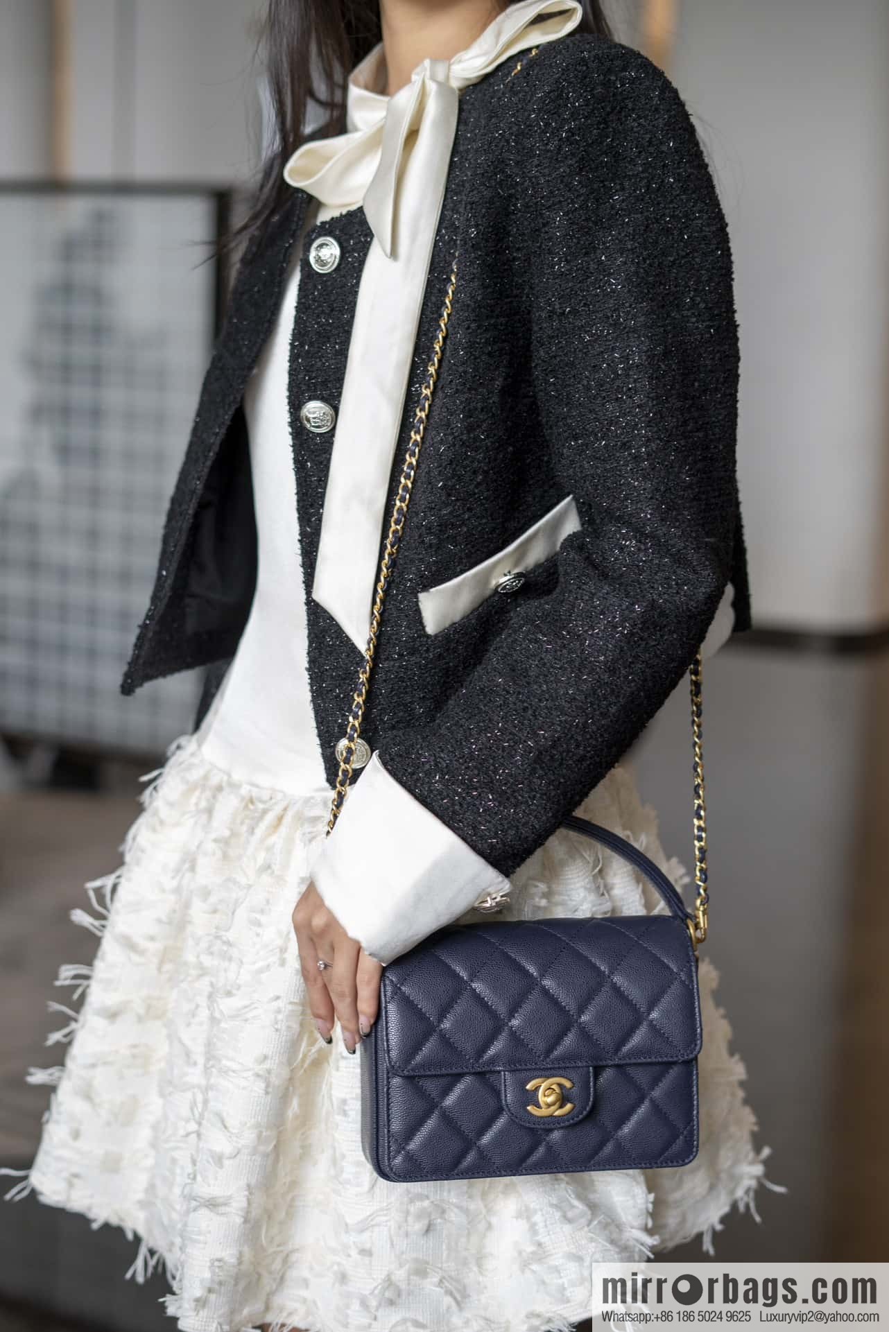 ๐๐ก๐๐ง๐๐ฅ ๐ฎ๐ฐ๐ autumn and winter series, handle cover bag, navy blue ๐ small AS5165