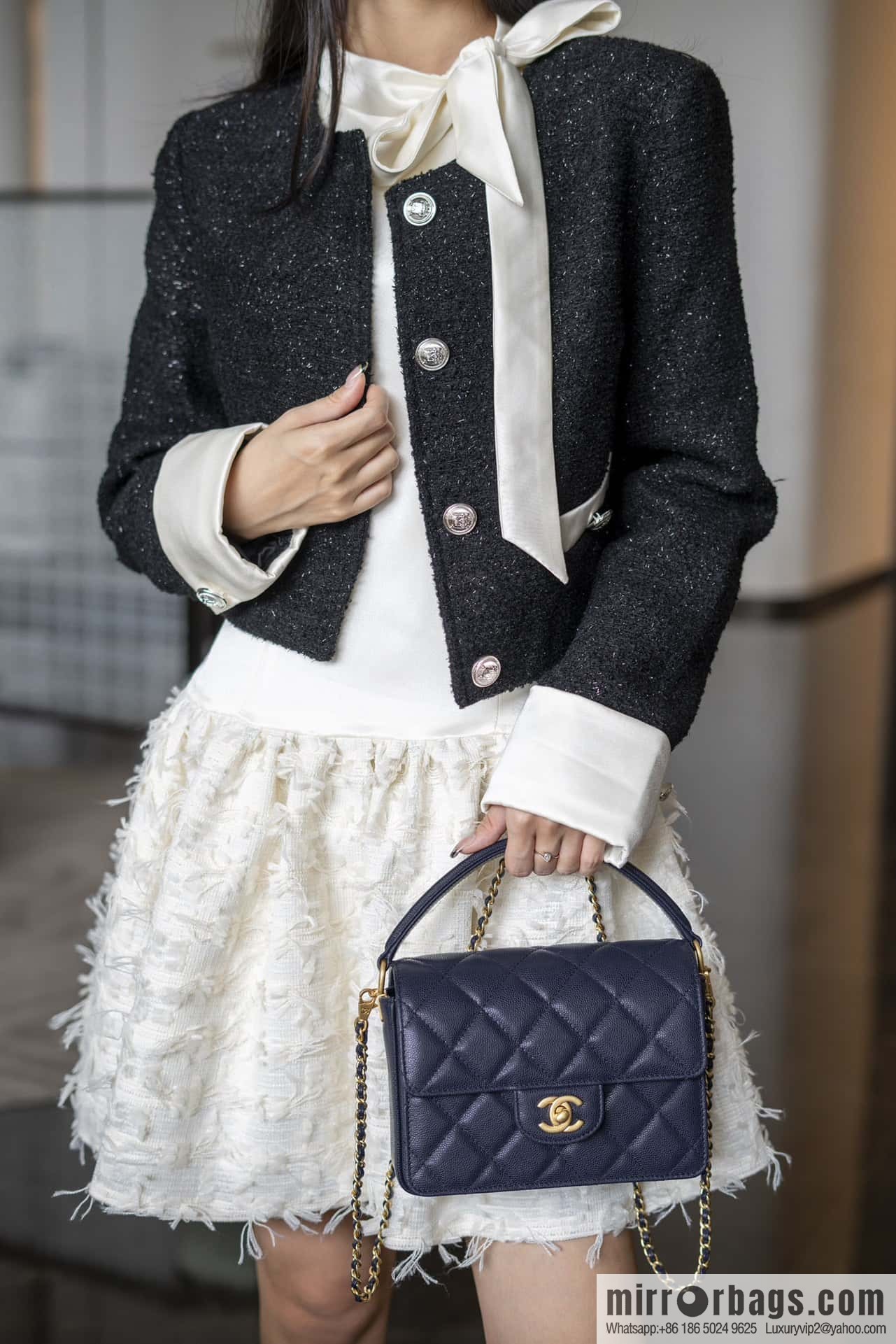 ๐๐ก๐๐ง๐๐ฅ ๐ฎ๐ฐ๐ autumn and winter series, handle cover bag, navy blue ๐ small AS5165