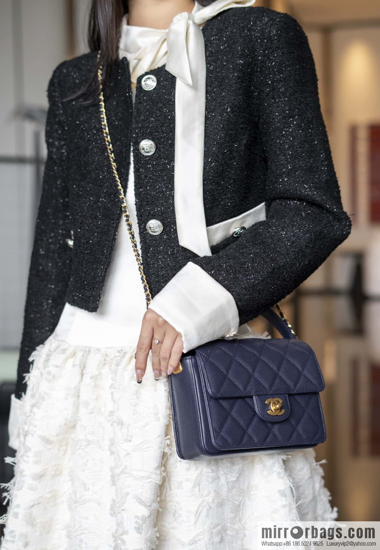 ๐๐ก๐๐ง๐๐ฅ ๐ฎ๐ฐ๐ autumn and winter series, handle cover bag, navy blue ๐ small AS5165