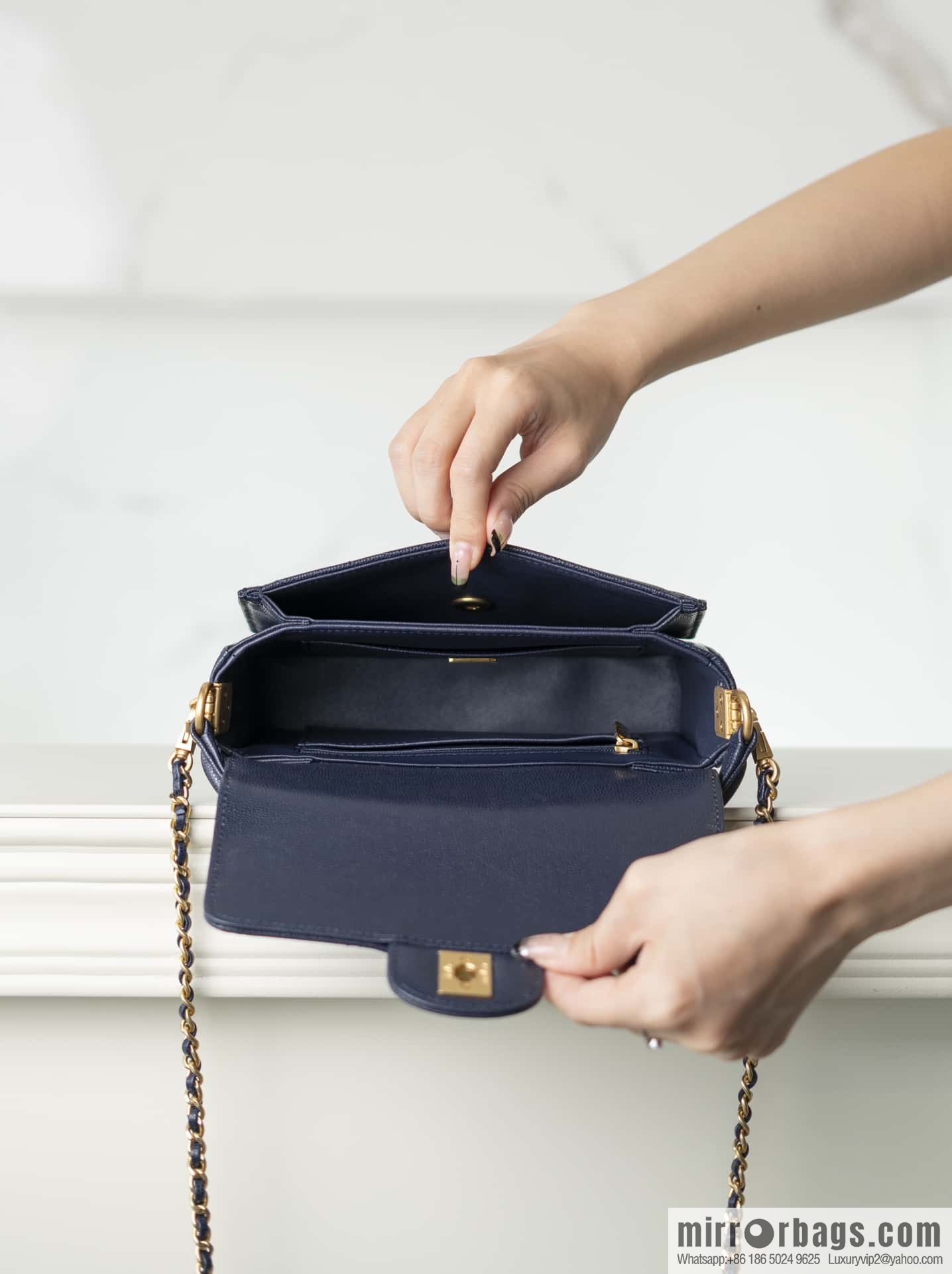๐๐ก๐๐ง๐๐ฅ ๐ฎ๐ฐ๐ autumn and winter series, handle cover bag, navy blue ๐ small AS5165