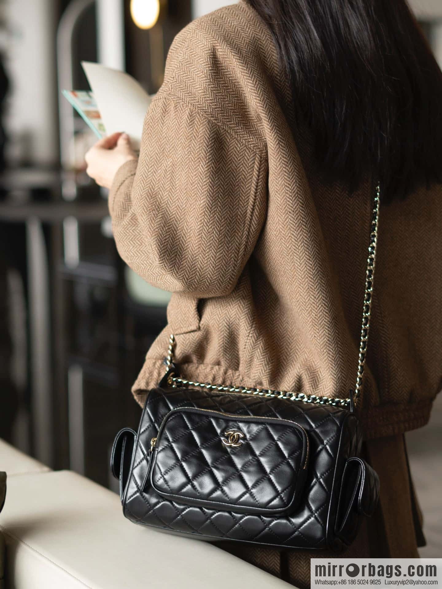 𝐂𝐇𝐀𝐍𝐄𝐋 𝟐𝟒𝐤 Camera Bag, Black Large 📷 AS5156 Black