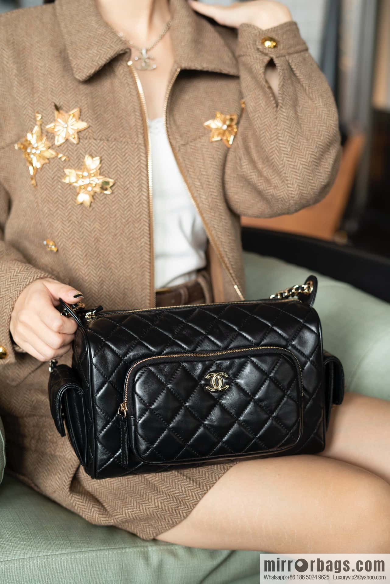 𝐂𝐇𝐀𝐍𝐄𝐋 𝟐𝟒𝐤 Camera Bag, Black Large 📷 AS5156 Black