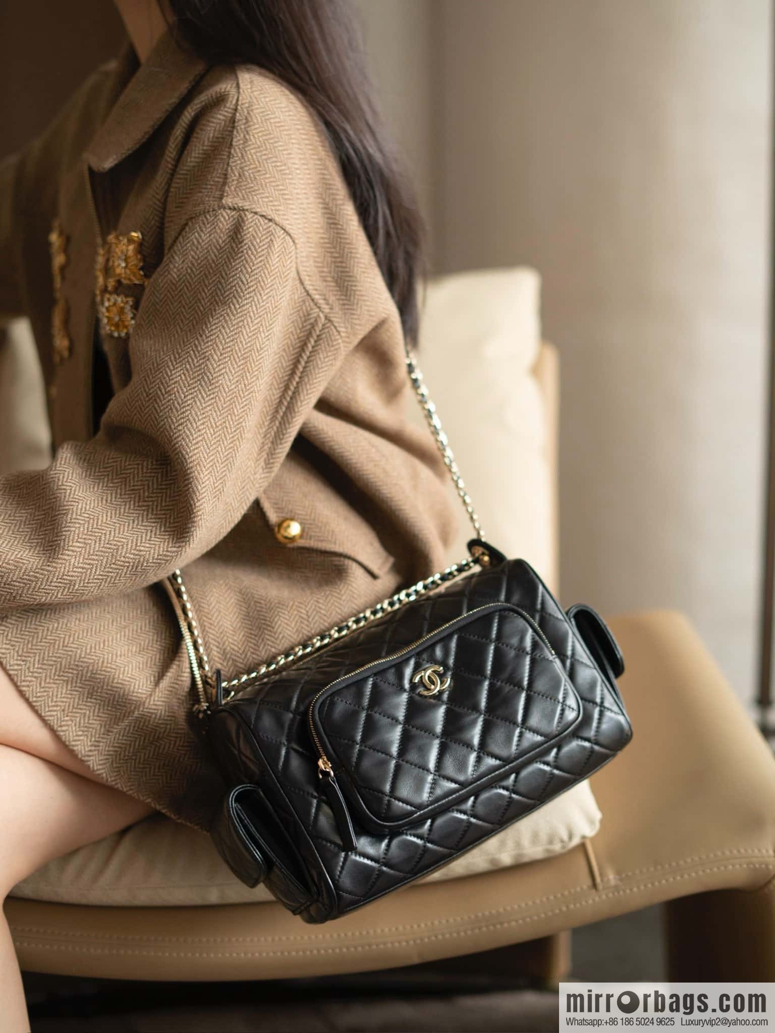 𝐂𝐇𝐀𝐍𝐄𝐋 𝟐𝟒𝐤 Camera Bag, Black Large 📷 AS5156 Black