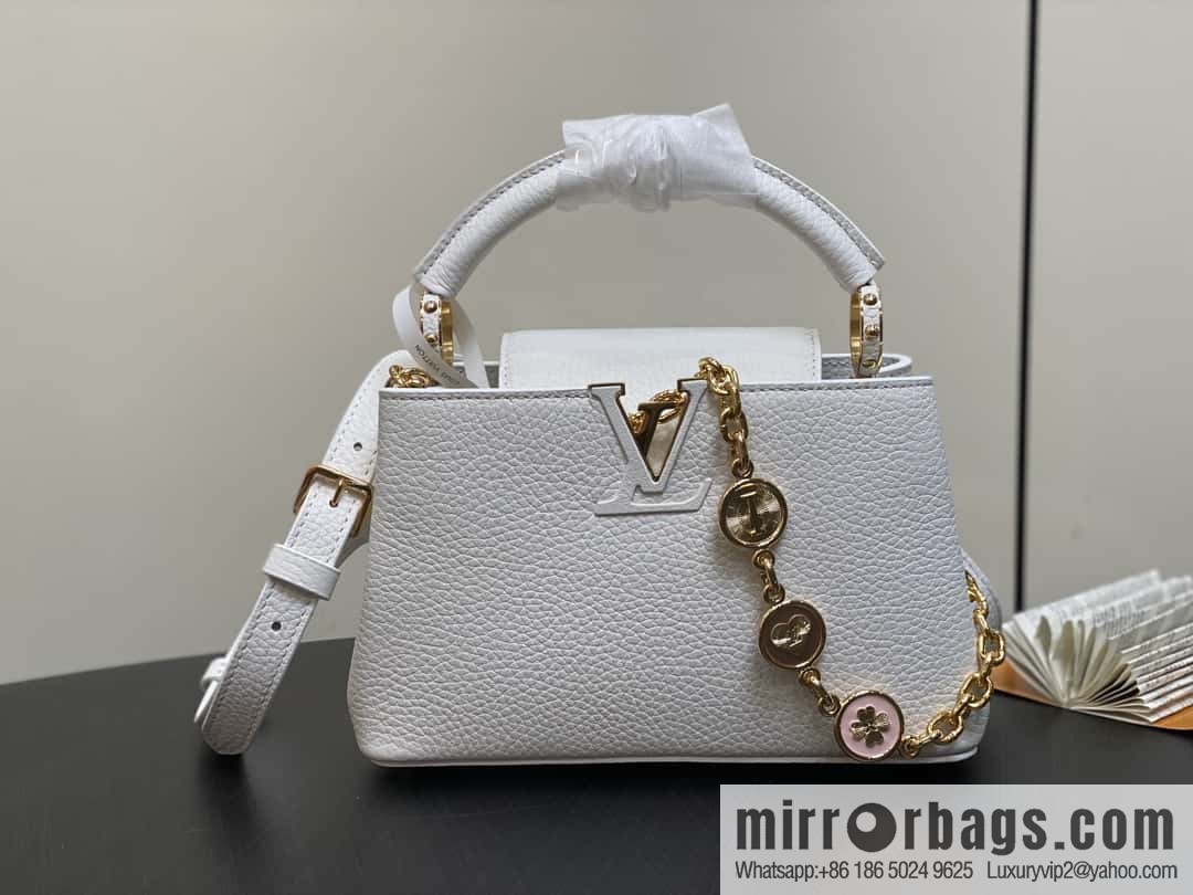 [Boutique‑grade] K00014 white full leather, chain cap that English series, personalized custom MY CAPUCINES handbag
