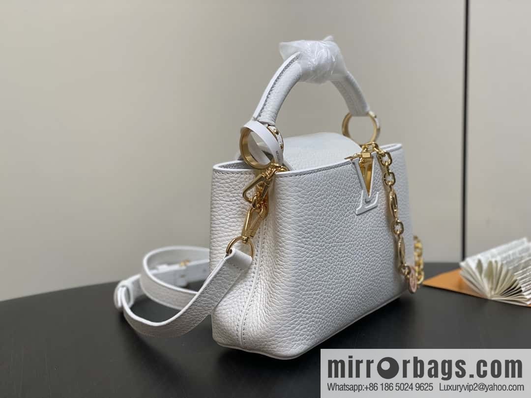 [Boutique‑grade] K00014 white full leather, chain cap that English series, personalized custom MY CAPUCINES handbag