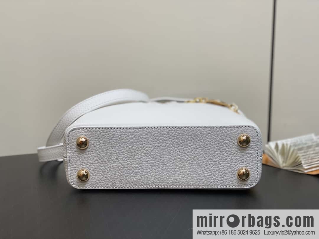 [Boutique‑grade] K00014 white full leather, chain cap that English series, personalized custom MY CAPUCINES handbag