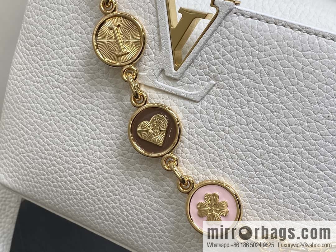 [Boutique‑grade] K00014 white full leather, chain cap that English series, personalized custom MY CAPUCINES handbag