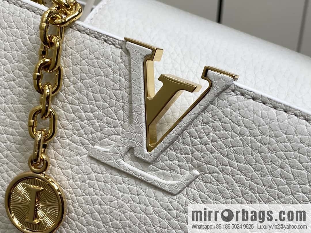[Boutique‑grade] K00014 white full leather, chain cap that English series, personalized custom MY CAPUCINES handbag