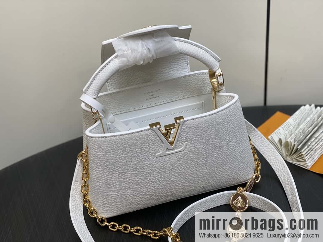 [Boutique‑grade] K00014 white full leather, chain cap that English series, personalized custom MY CAPUCINES handbag