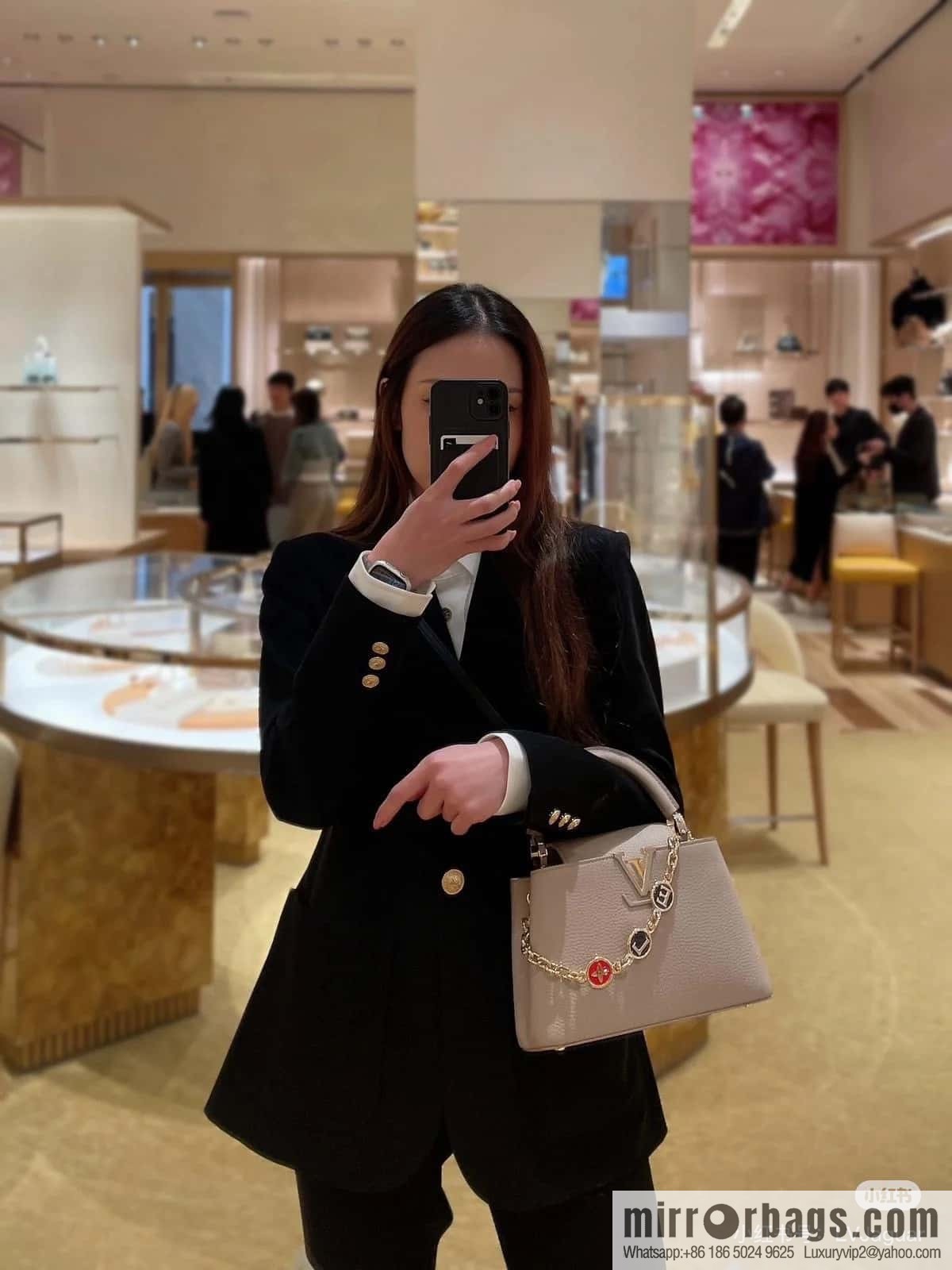 [Boutique‑grade] K00014 light coffee full leather, chain cap that English series, personalized custom MY CAPUCINES handbag
