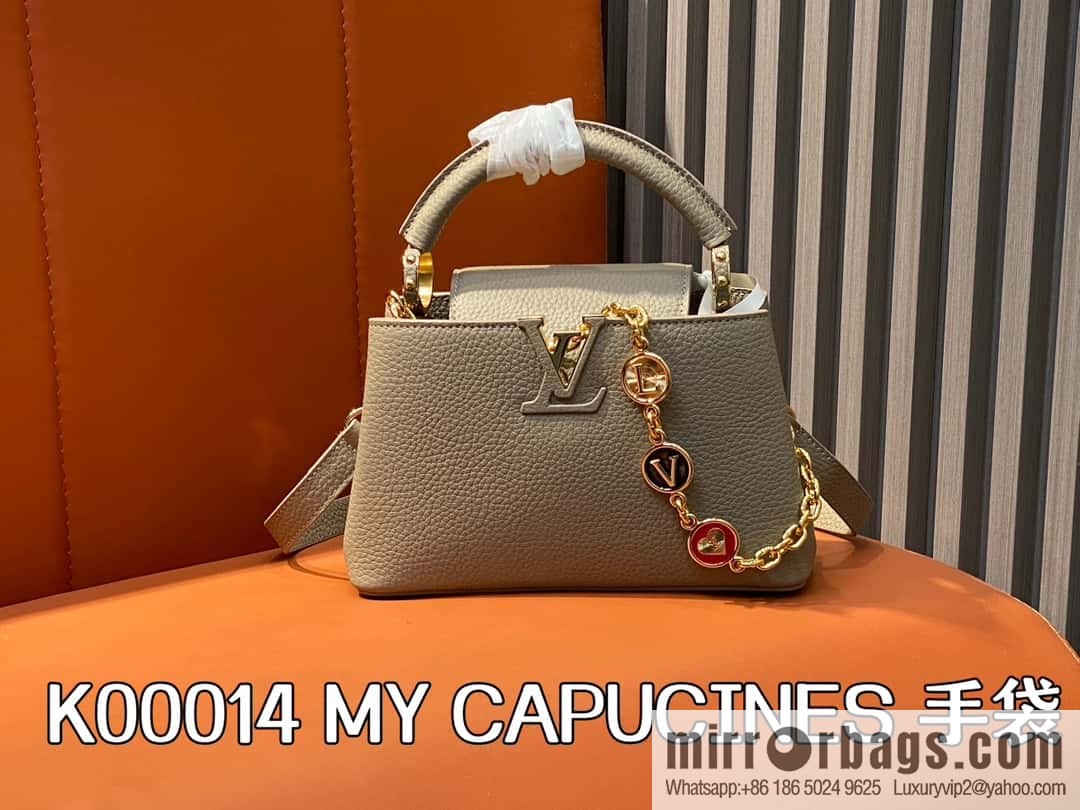 [Boutique‑grade] K00014 light coffee full leather, chain cap that English series, personalized custom MY CAPUCINES handbag