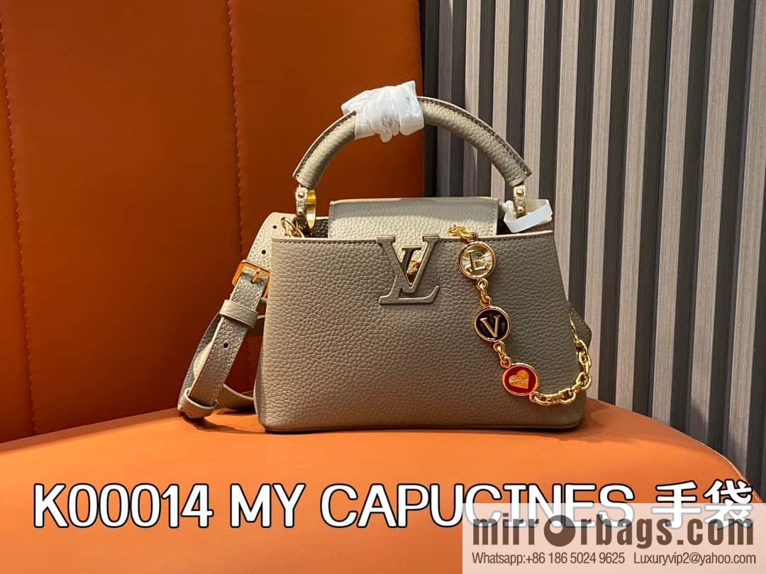 [Boutique‑grade] K00014 light coffee full leather, chain cap that English series, personalized custom MY CAPUCINES handbag