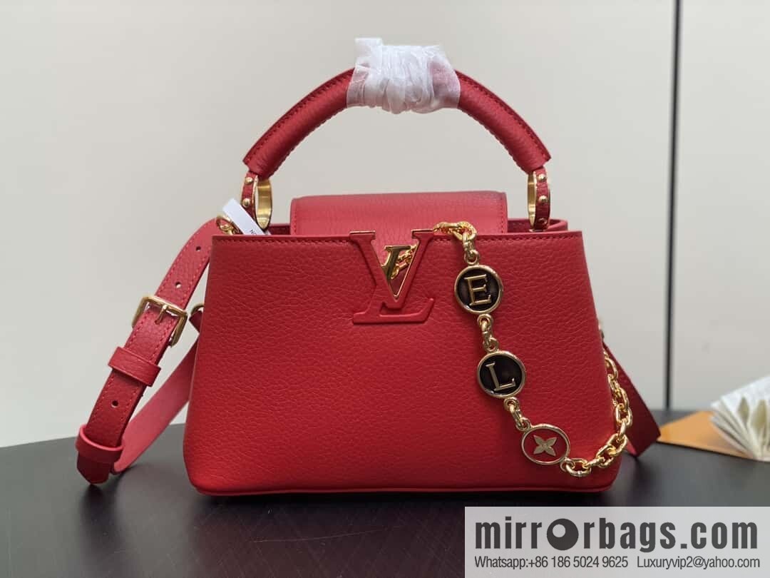 [Boutique‑grade] K00014 red full leather, chain cap that English series, personalized custom MY CAPUCINES handbag