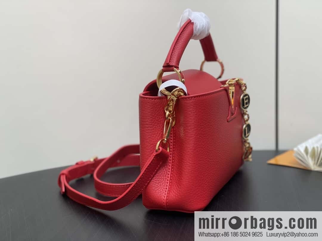 [Boutique‑grade] K00014 red full leather, chain cap that English series, personalized custom MY CAPUCINES handbag