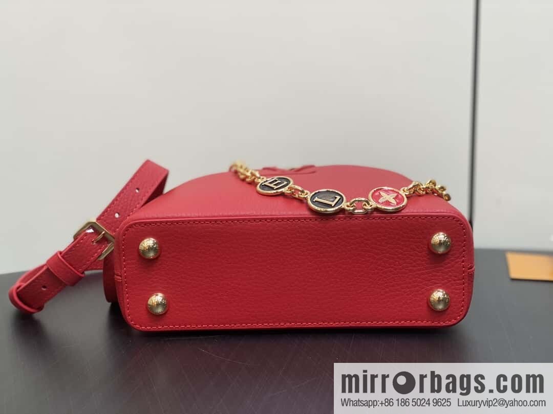 [Boutique‑grade] K00014 red full leather, chain cap that English series, personalized custom MY CAPUCINES handbag