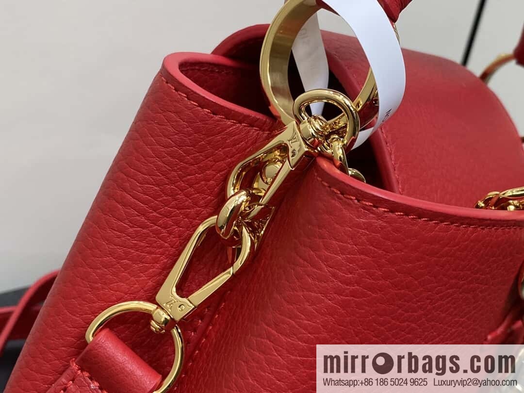 [Boutique‑grade] K00014 red full leather, chain cap that English series, personalized custom MY CAPUCINES handbag