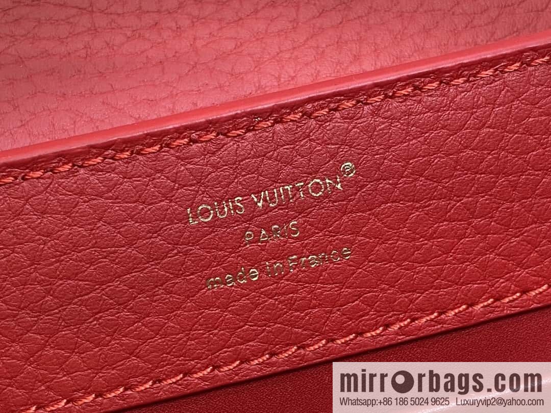 [Boutique‑grade] K00014 red full leather, chain cap that English series, personalized custom MY CAPUCINES handbag
