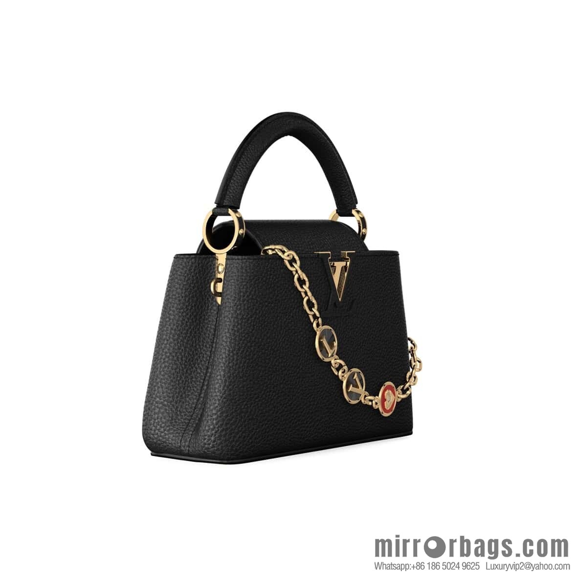 [Boutique‑grade] K00014 black full leather, chain cap that English series, personalized custom MY CAPUCINES handbag