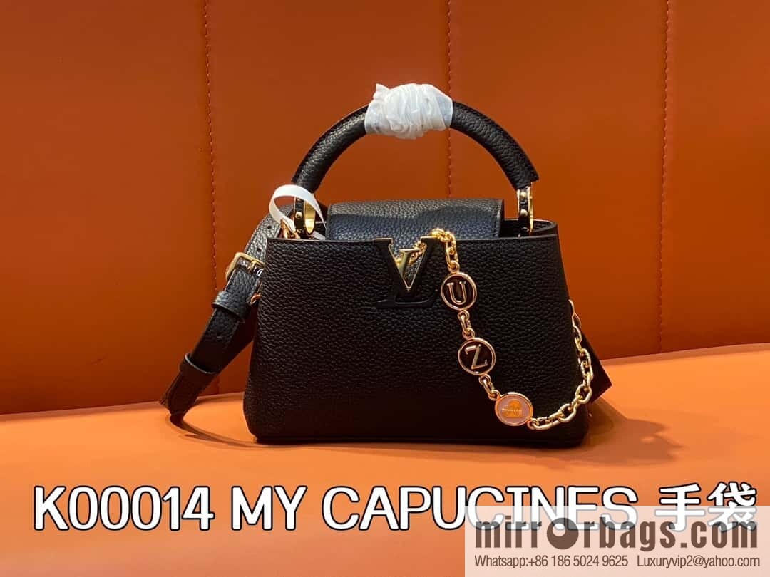 [Boutique‑grade] K00014 black full leather, chain cap that English series, personalized custom MY CAPUCINES handbag