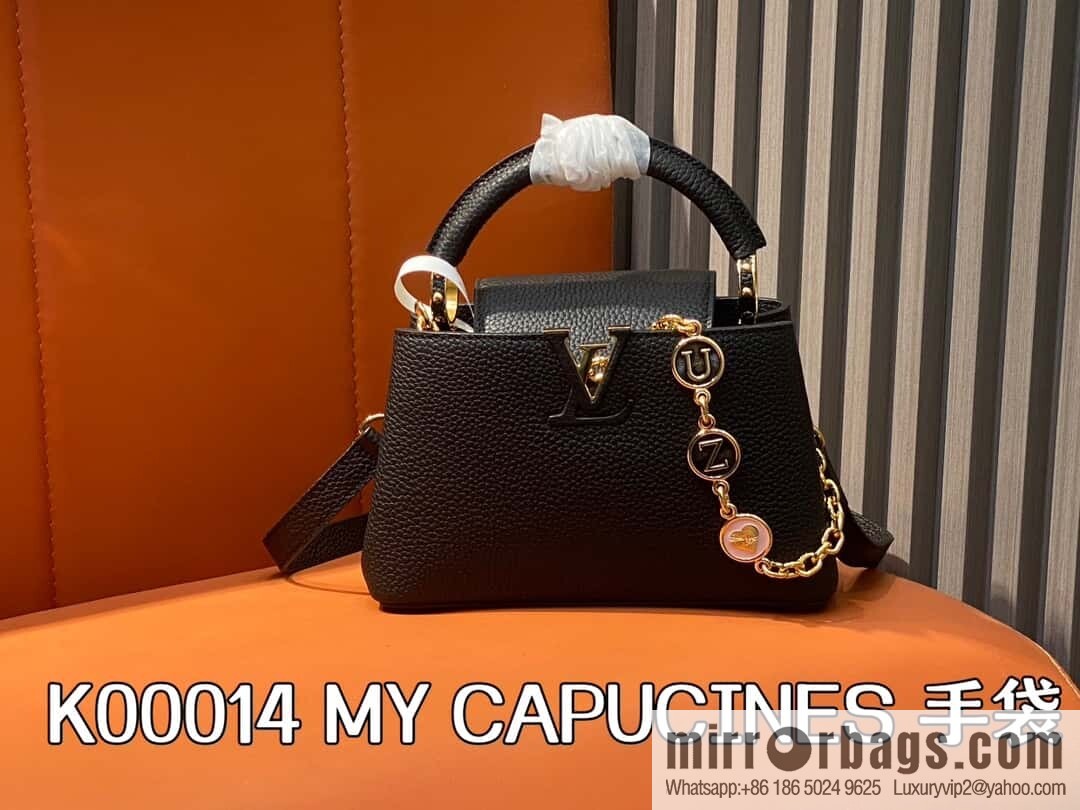 [Boutique‑grade] K00014 black full leather, chain cap that English series, personalized custom MY CAPUCINES handbag