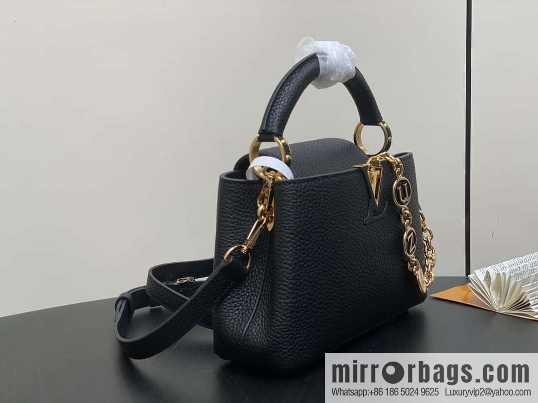 [Boutique‑grade] K00014 black full leather, chain cap that English series, personalized custom MY CAPUCINES handbag